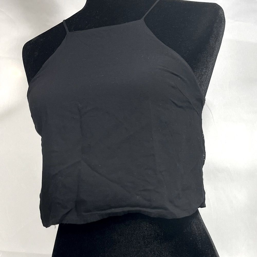 Laced Back Black Crop Top - Picture 3 of 9